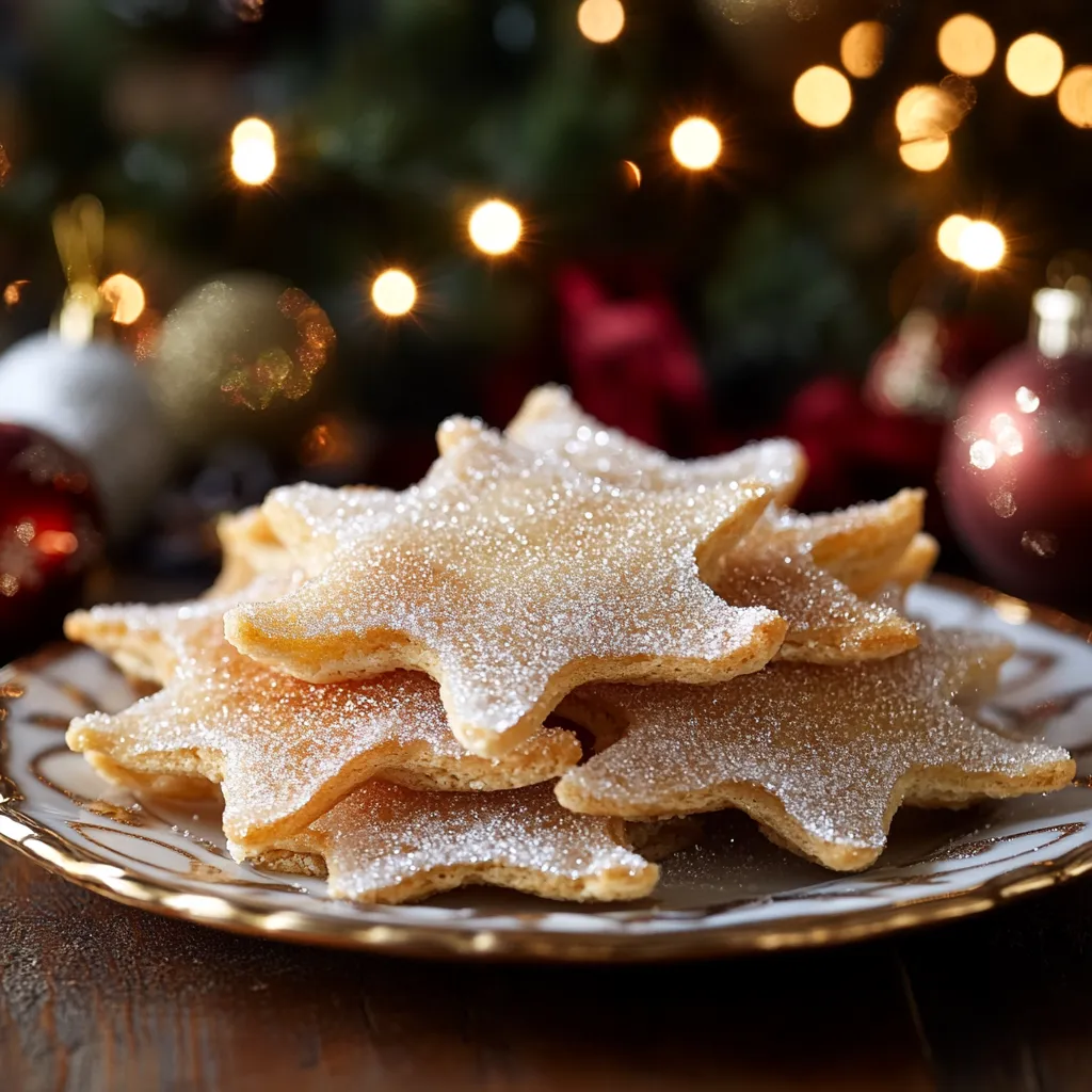 A plate of sugar coated star shaped cookies.