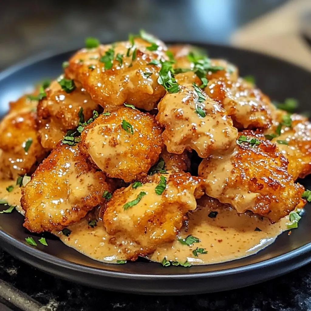 A plate of bang bang chicken with sauce.