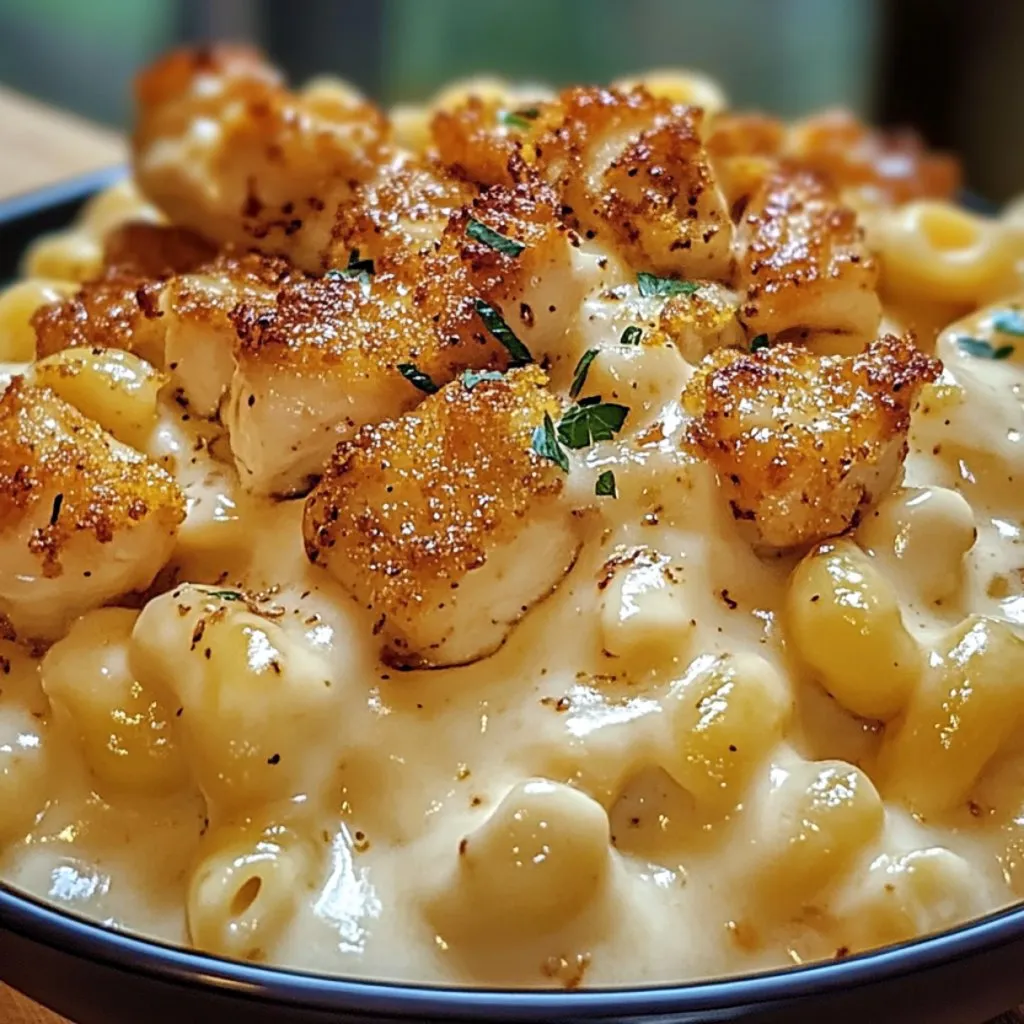 A bowl of Honey Pepper Chicken Mac.