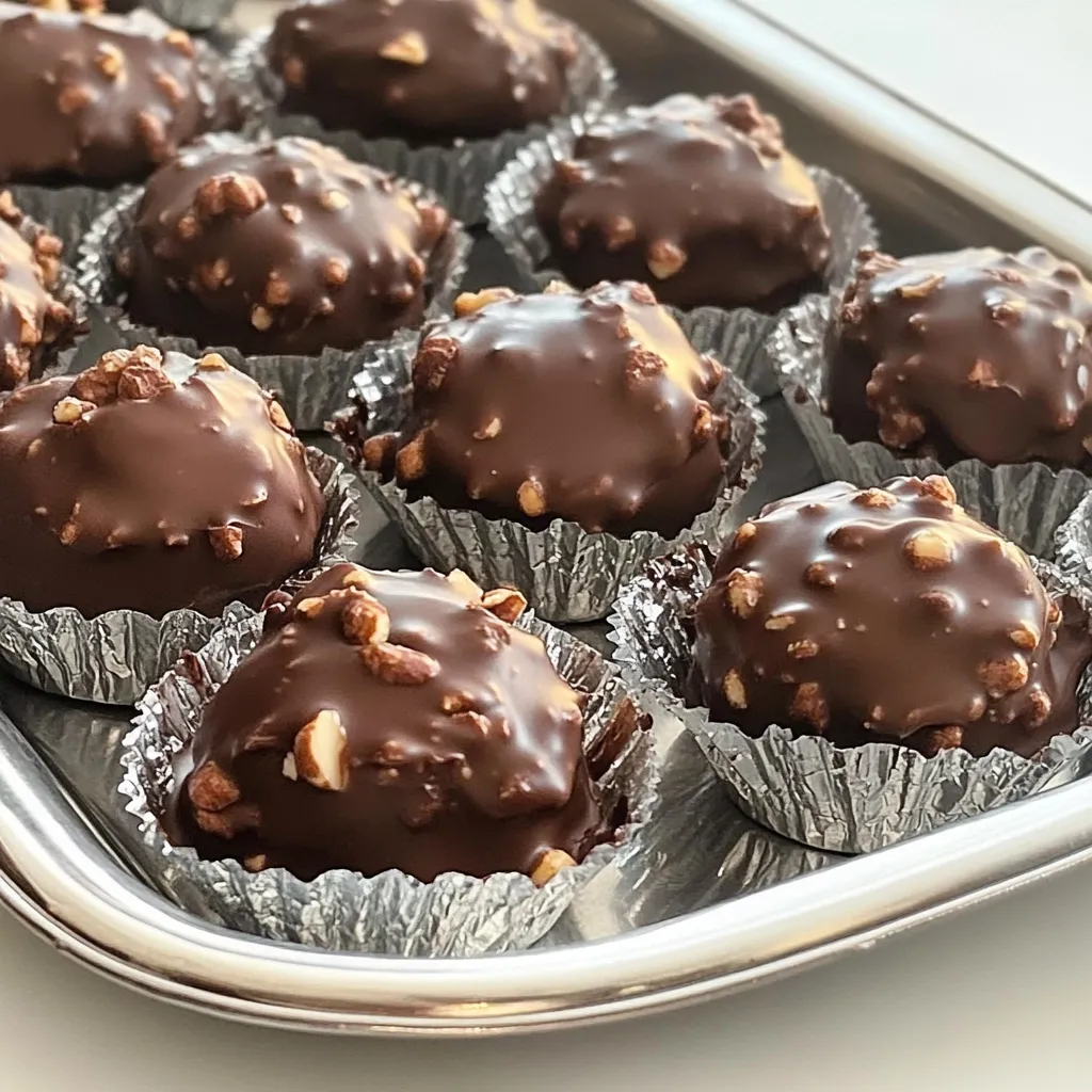 A tray of chocolate covered nuts.