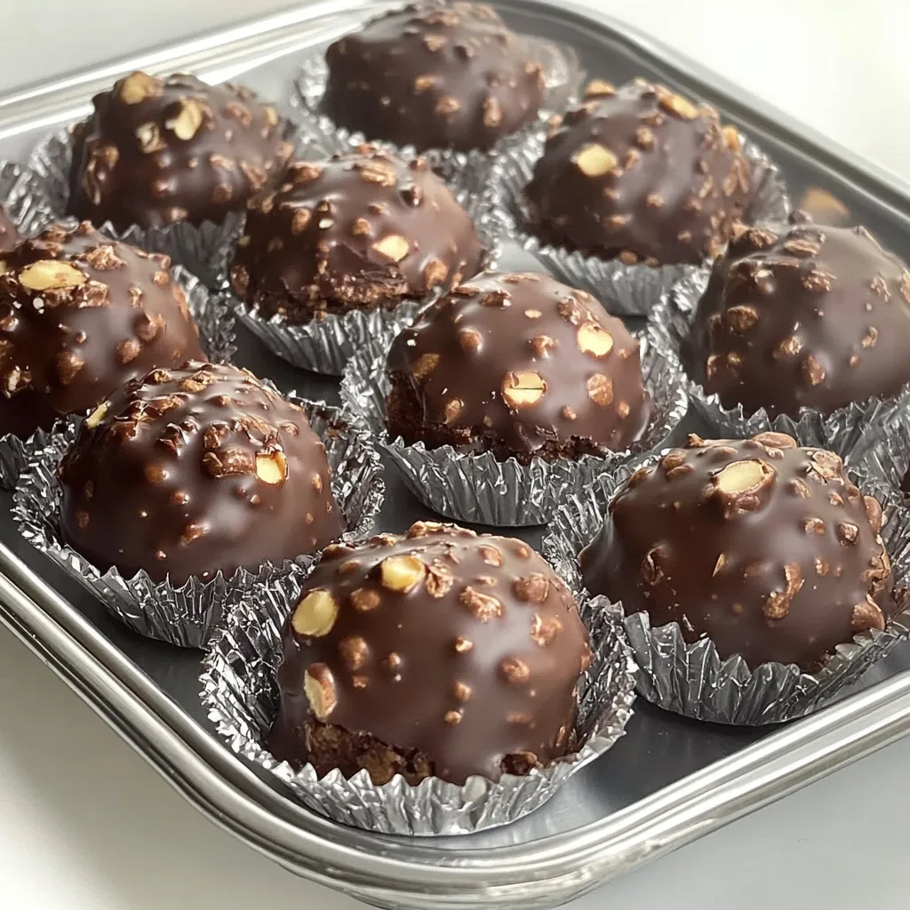 A tray of chocolate covered almonds.