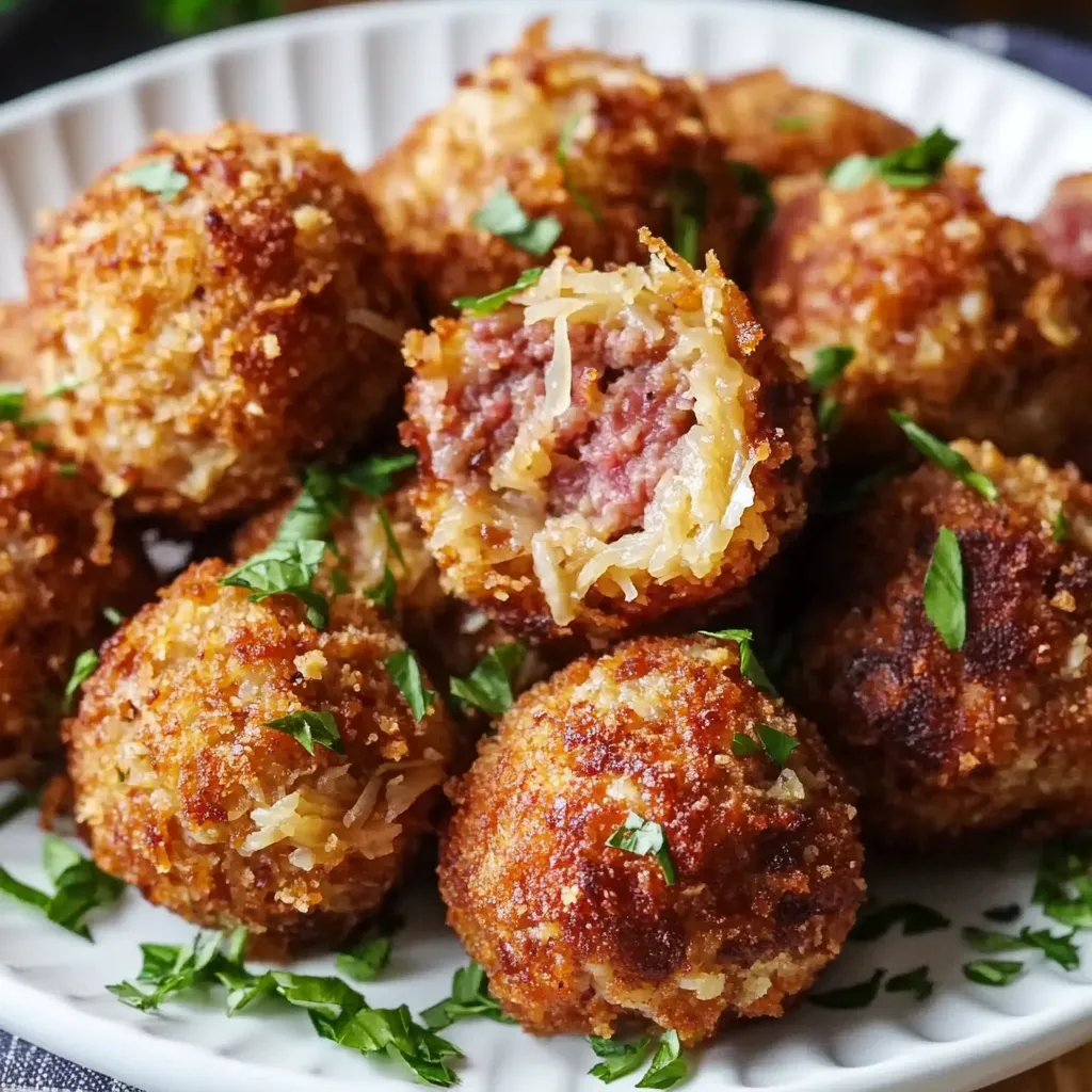 A plate of meatballs with parsley on top.