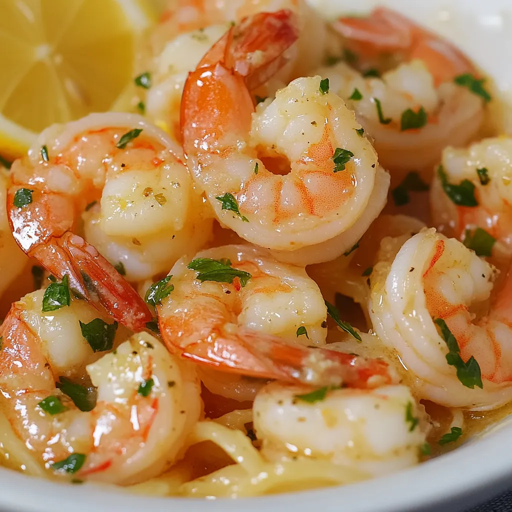 A bowl of shrimp scampi pasta bake.