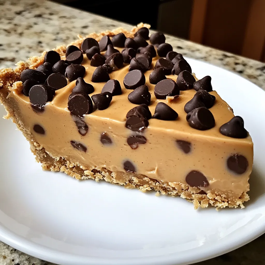 A slice of pie with chocolate chips.