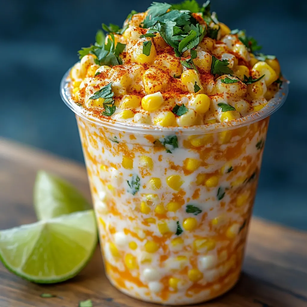 A bowl of corn with lime wedges on the side.