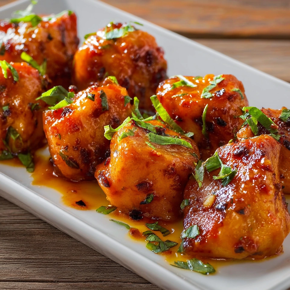 A plate of longhorn spicy chicken bites.