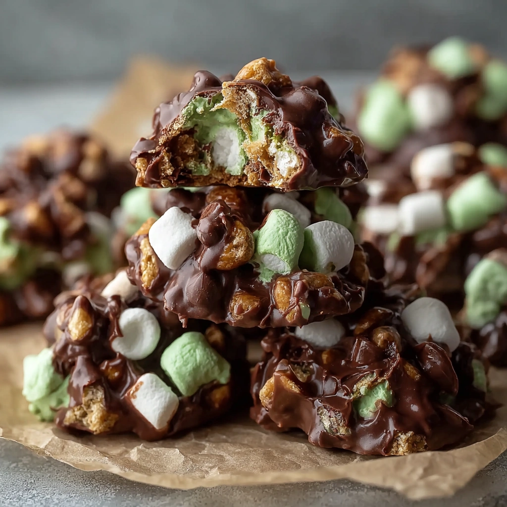 A stack of chocolate chip mint clusters.