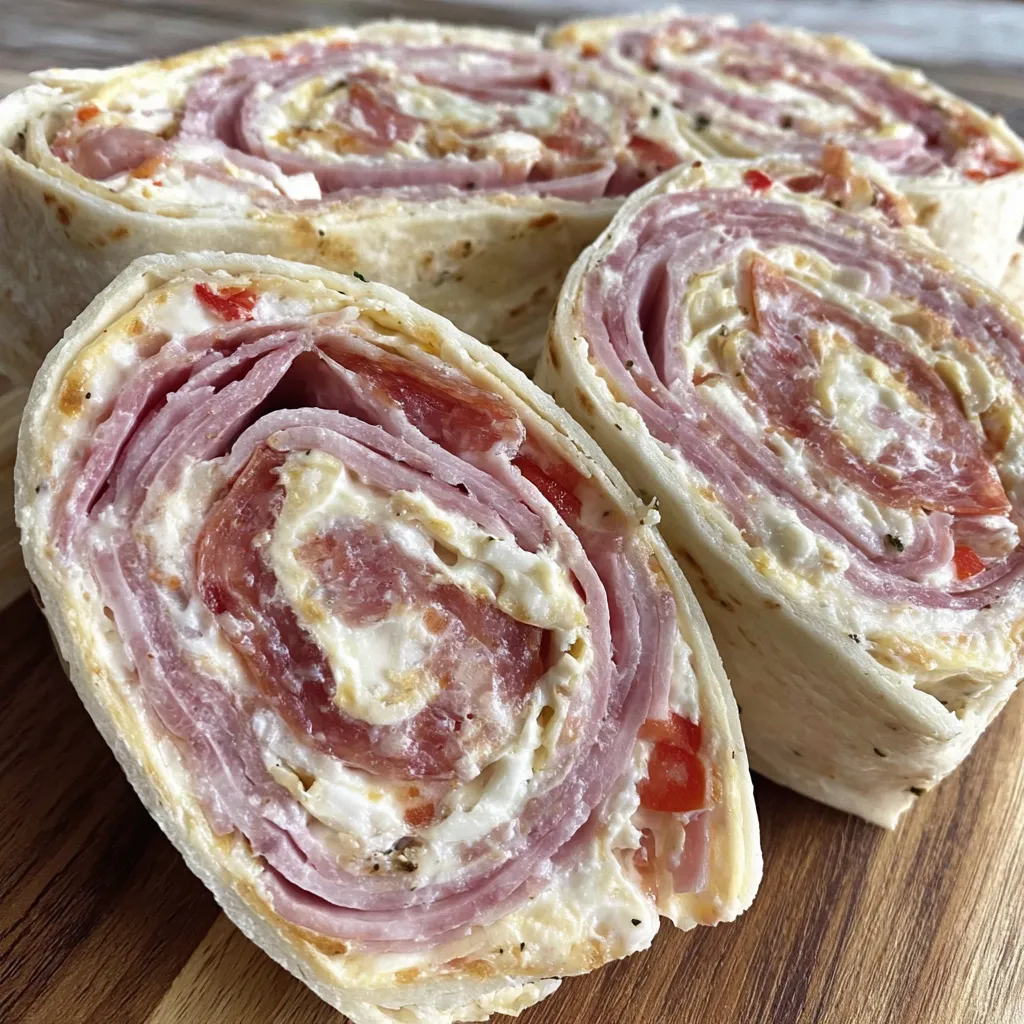 Italian summer pinwheel sandwiches recipe.