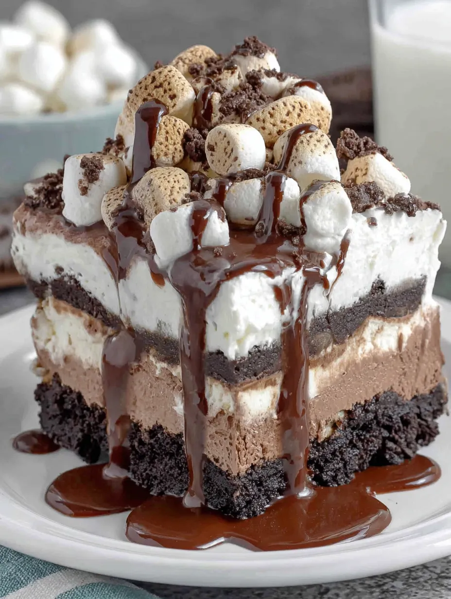 A close up of a delicious Hot Chocolate Lasagna.