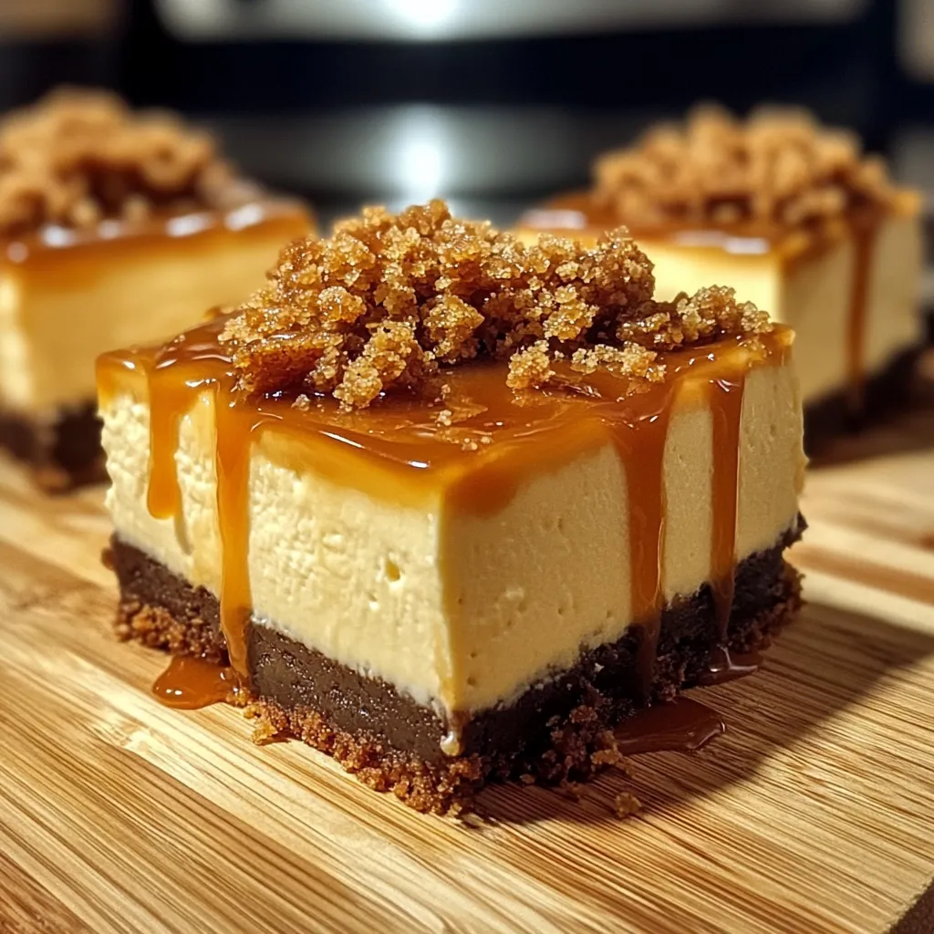 A slice of cheesecake with caramel drizzled on top.
