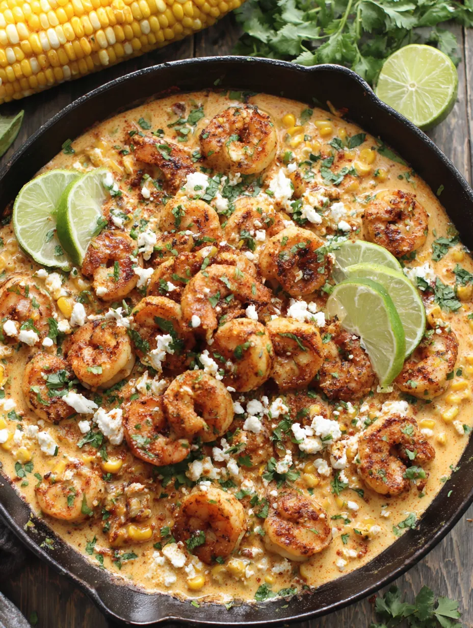 A dish of shrimp and creamed corn.