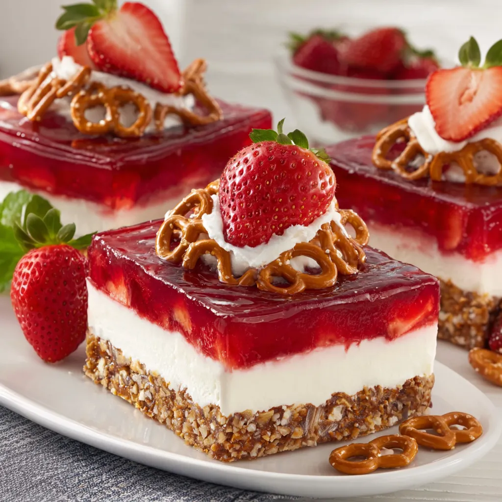 A dessert with strawberries and pretzels.