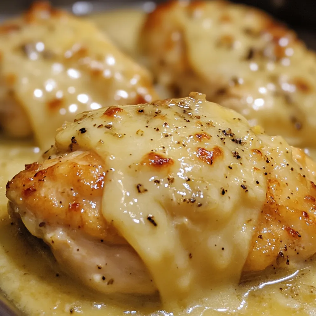 A delicious looking chicken dish with cheese on top.