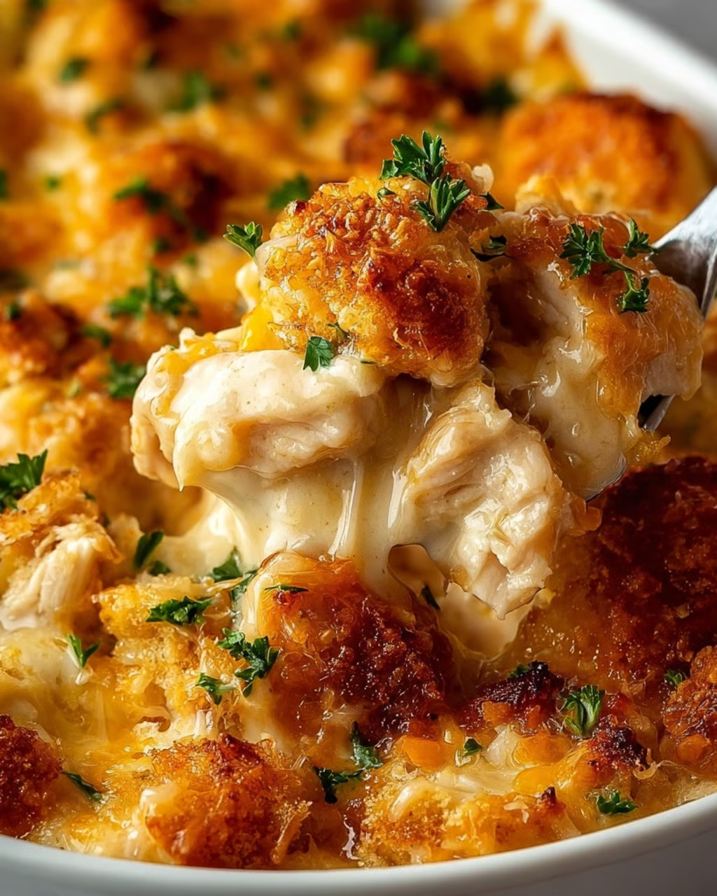 A creamy crack chicken bake with chicken and cheese.