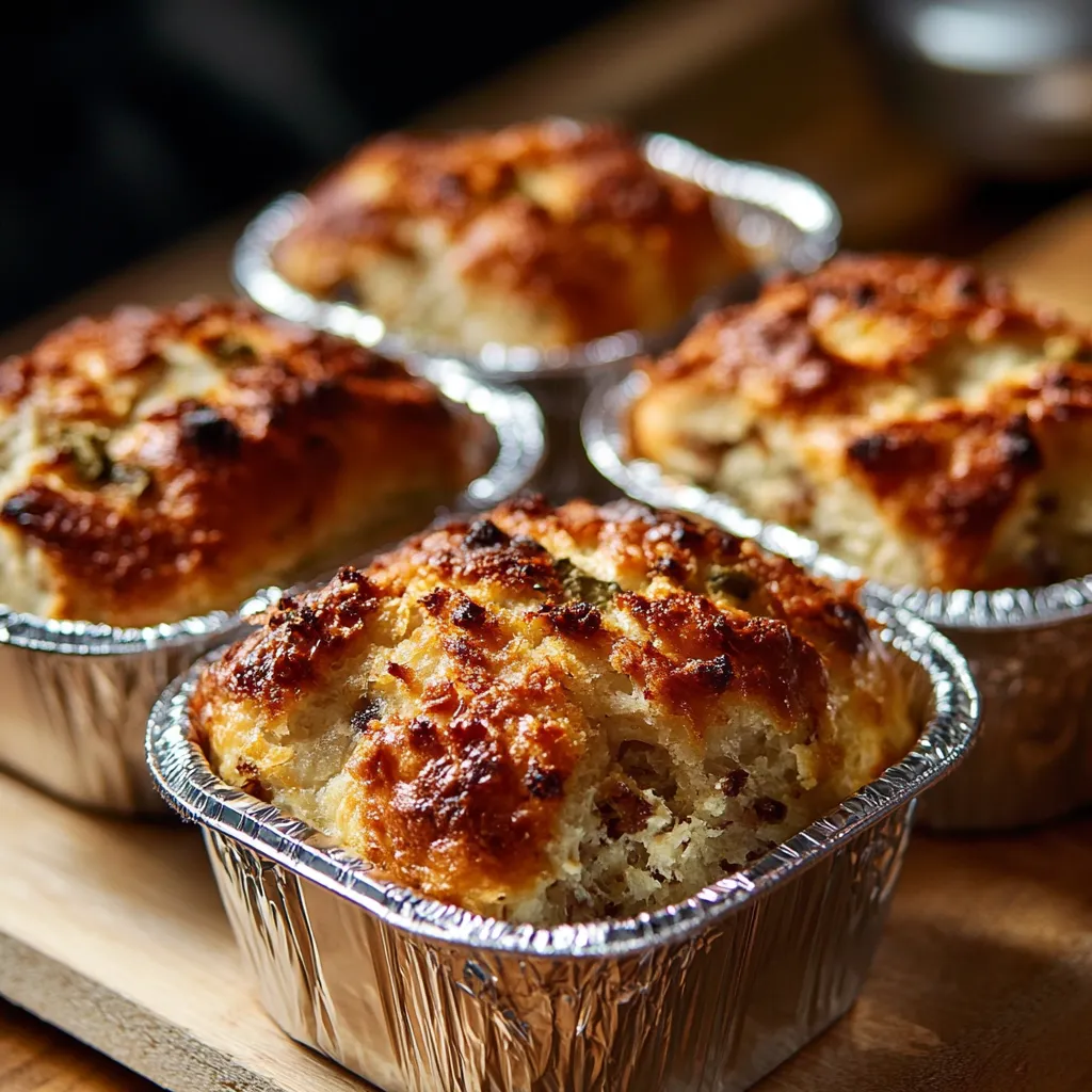 Four muffins in tin foil.