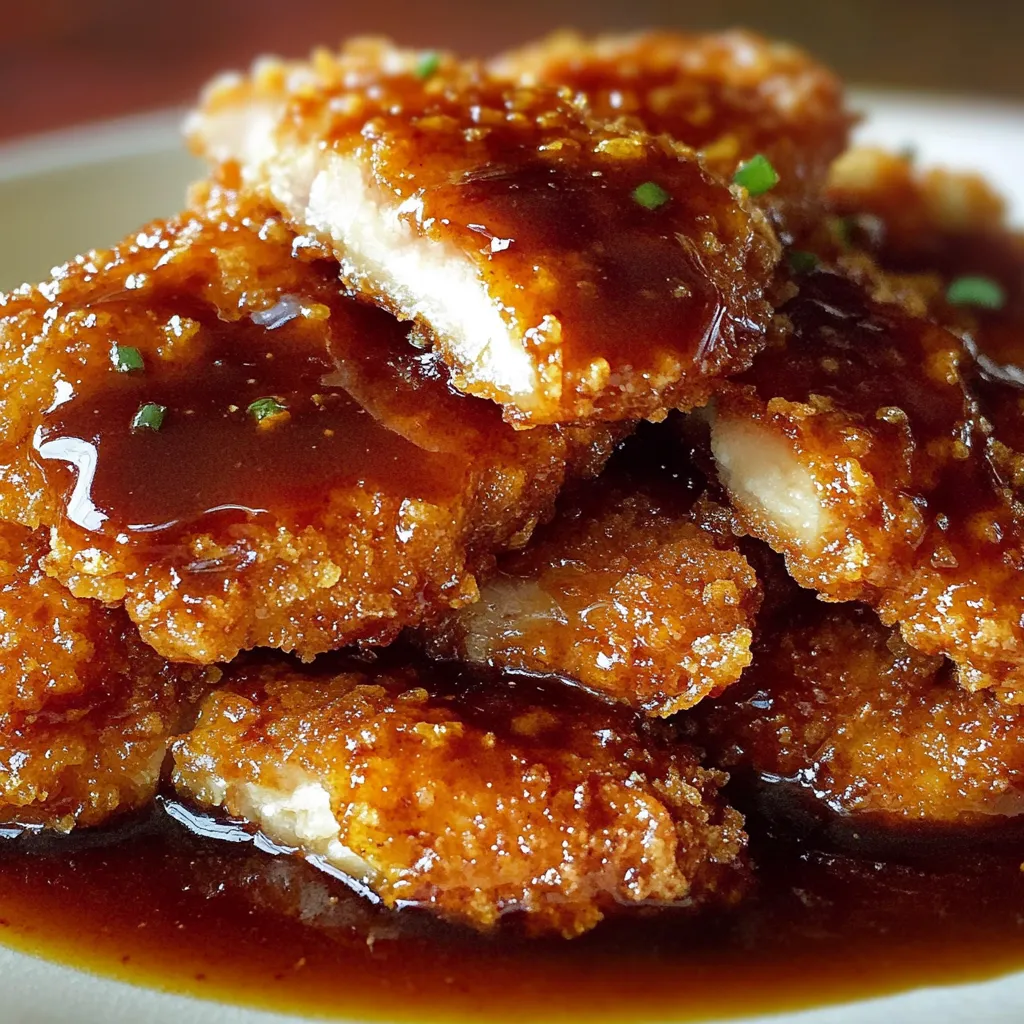 A plate of chicken covered in a brown sauce.