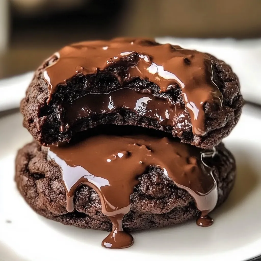 Chocolate drizzled cookies on a white plate.