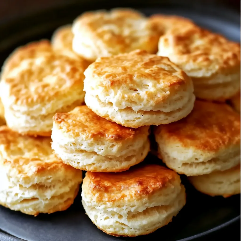 A stack of biscuits on a plate.