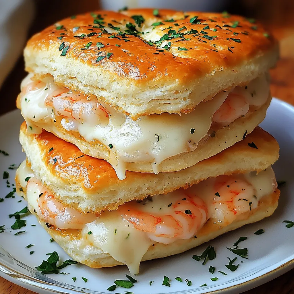 A stack of shrimp crab melts on a plate.