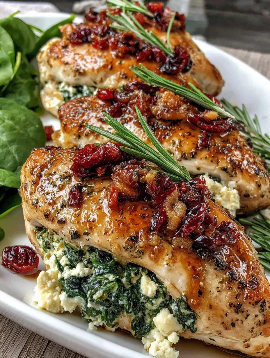 Chicken breasts stuffed with spinach and goat cheese.