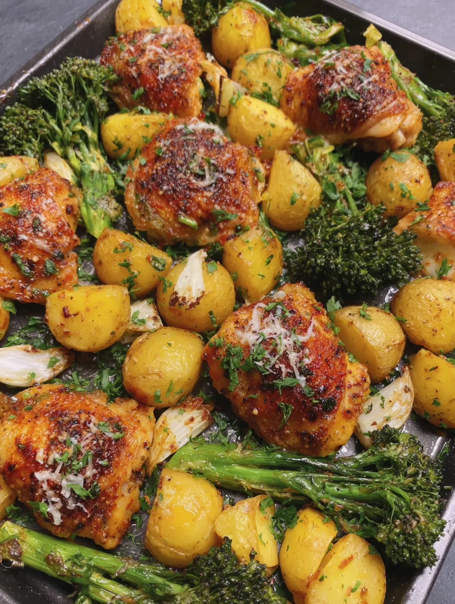 Chicken thighs with garlic and Parmesan cheese.