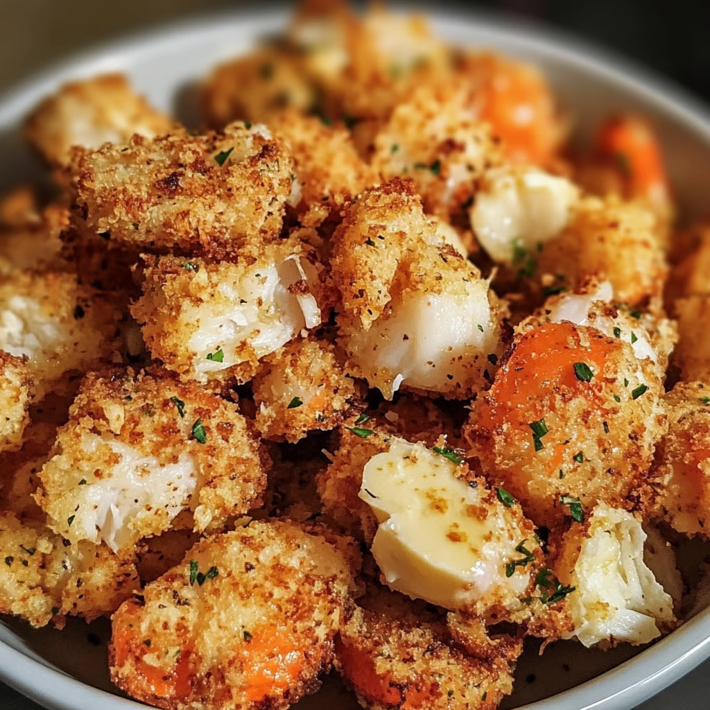 A bowl of crispy golden crab bites.