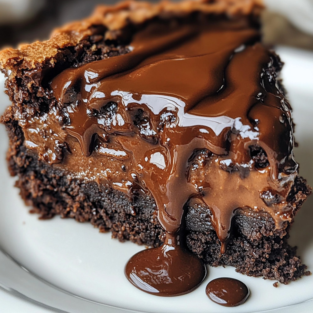 A piece of gooey brownie pie.