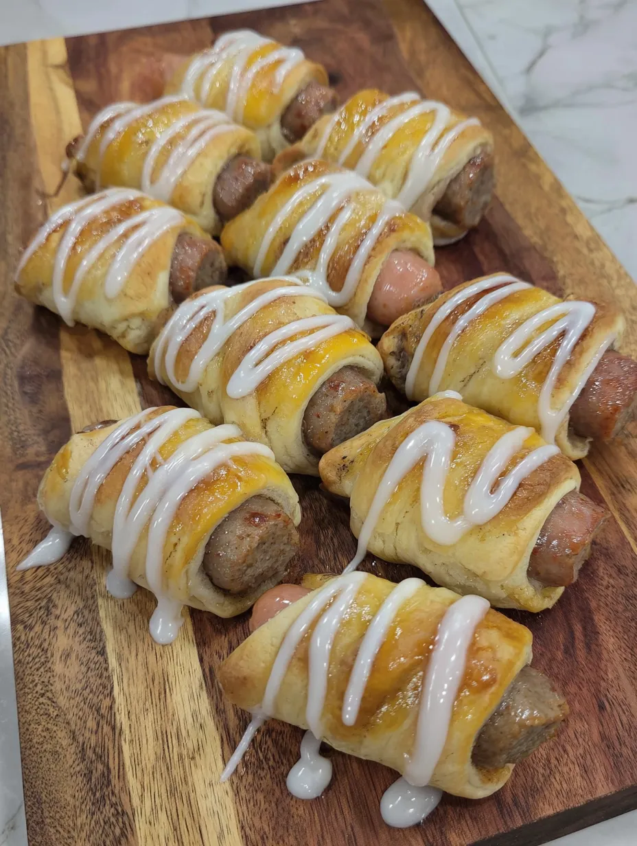 A plate of breakfast pigs in a blanket.