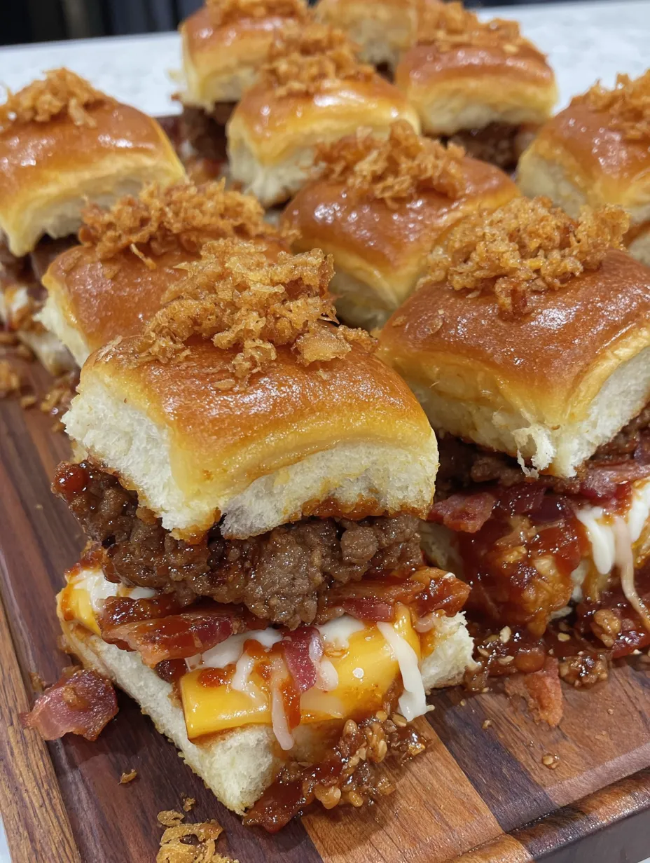 A plate of BBQ cheeseburger sliders.