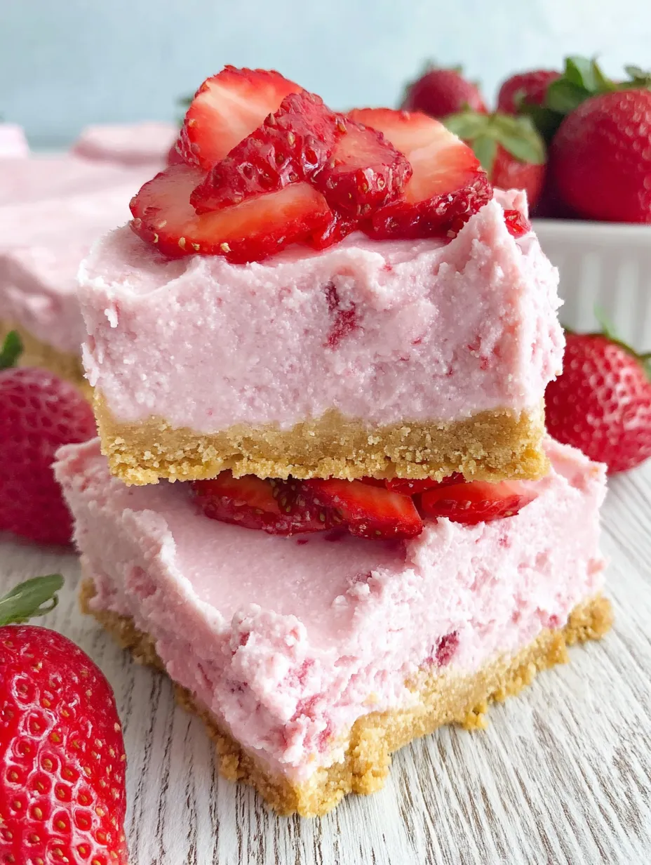 No Bake Strawberry Cheesecake Bars.