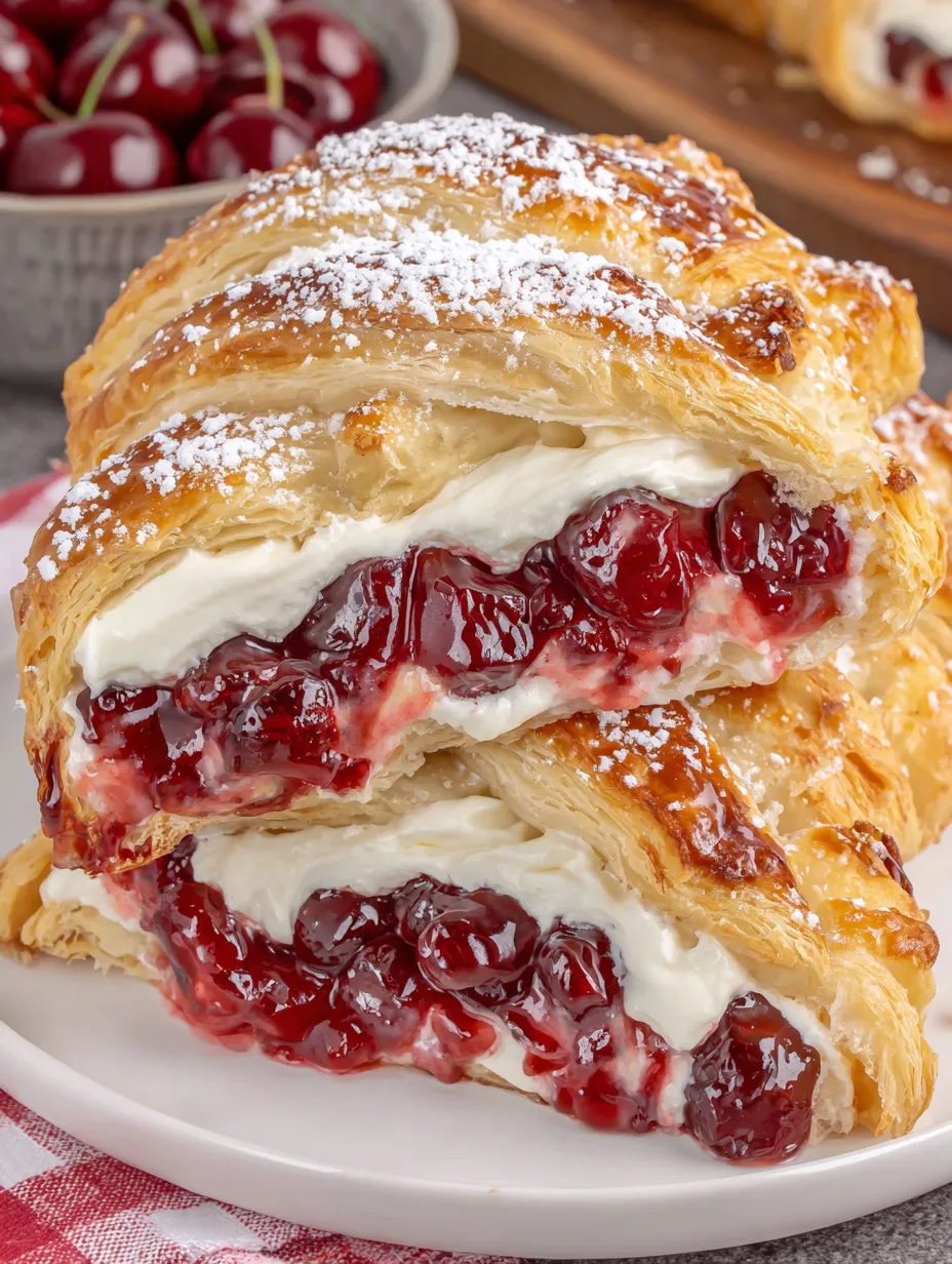 A pastry with white frosting and cherries on top.