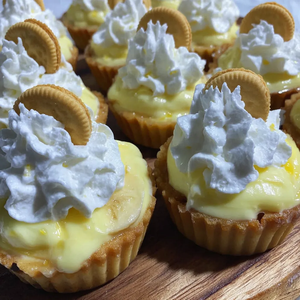 Banana cream pies in a muffin tin.
