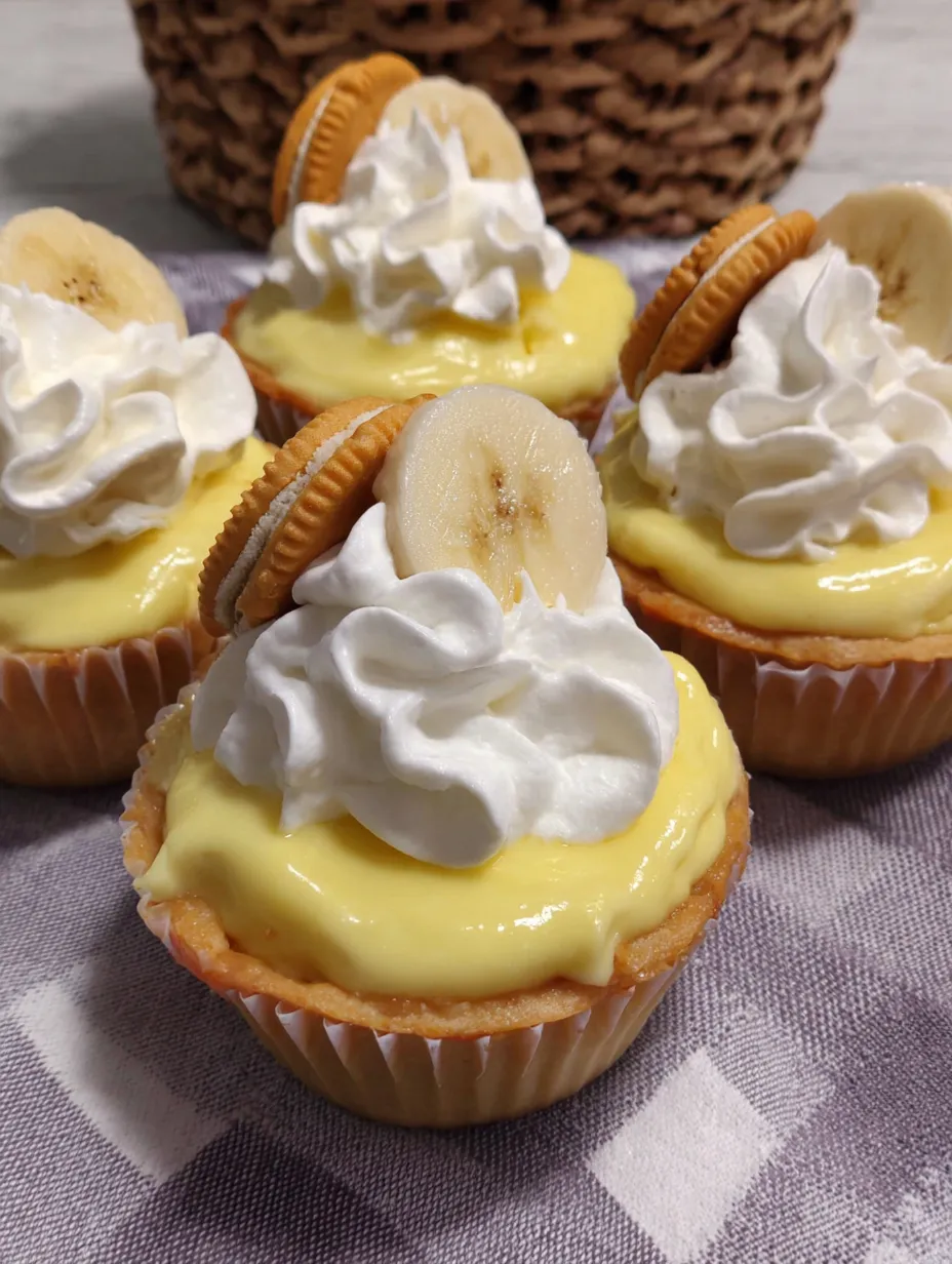Banana cream pies in a muffin tin.