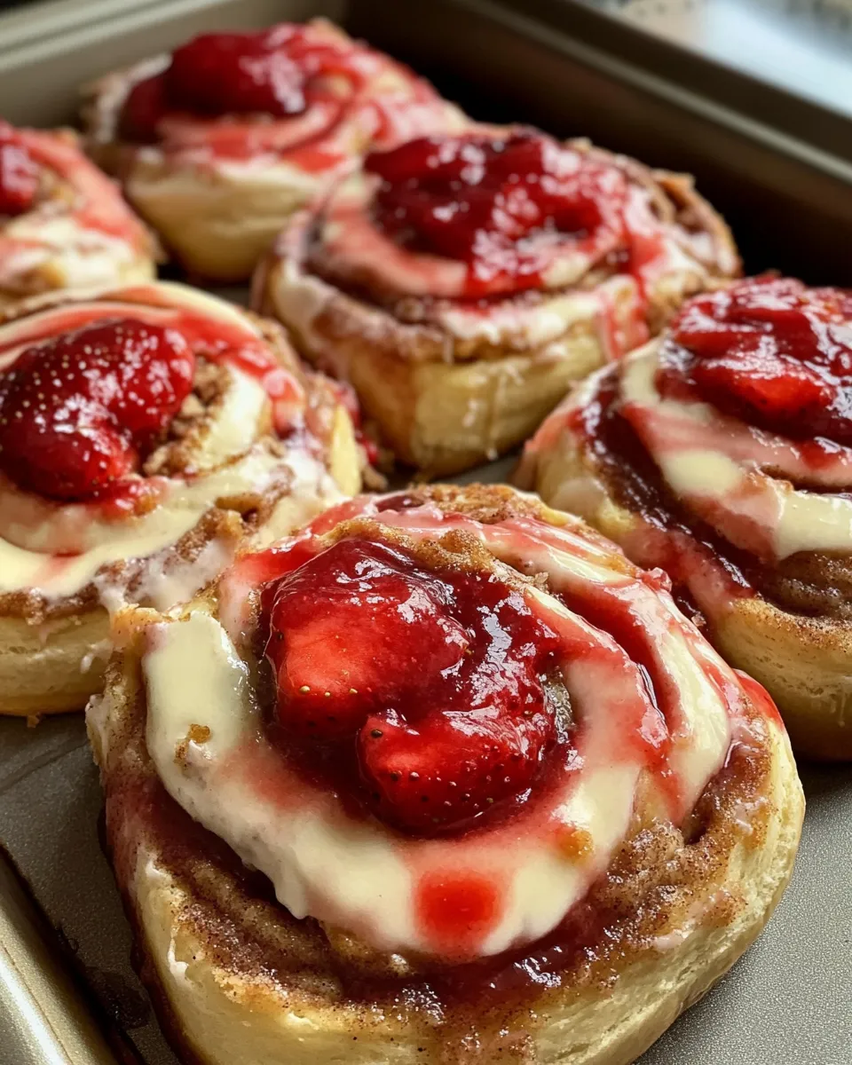 A tray of strawberry cheesecake rolls.