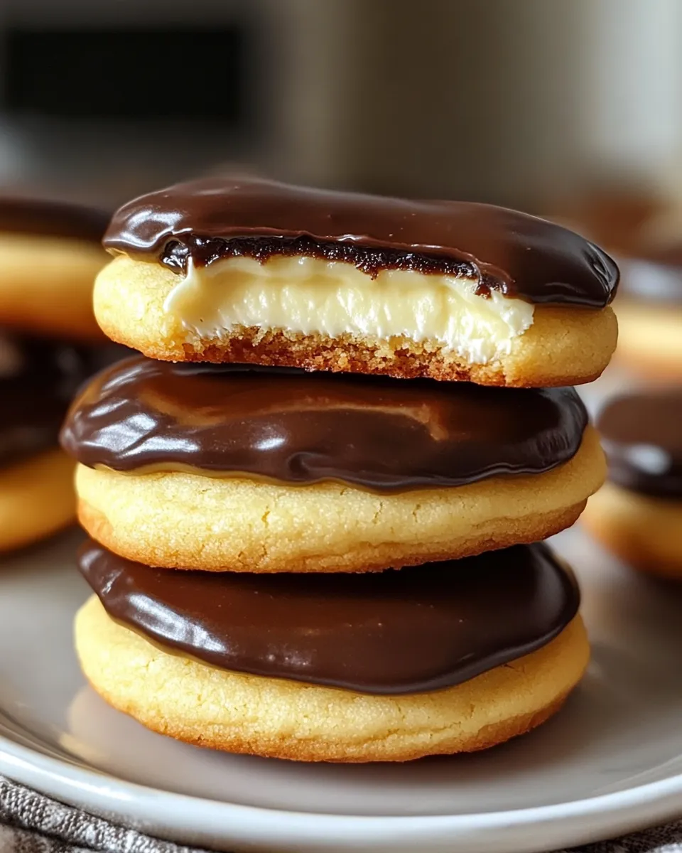 A stack of chocolate covered cookies.