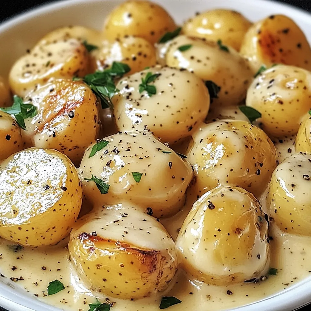 A bowl of food with potatoes and herbs.