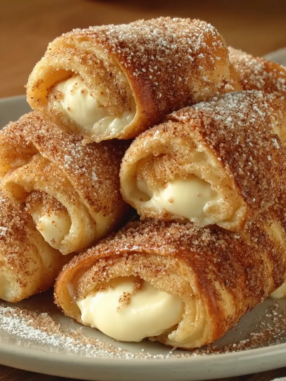 A plate of cinnamon-sugar cream cheese rolls.