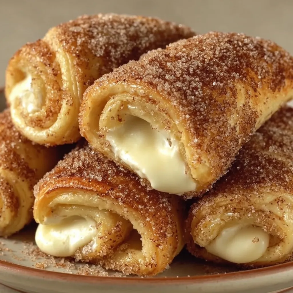 A plate of cinnamon-sugar cream cheese rolls.