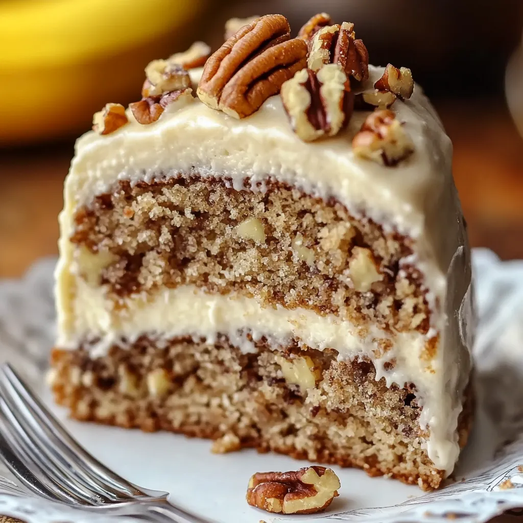 A slice of cake with walnuts on top.