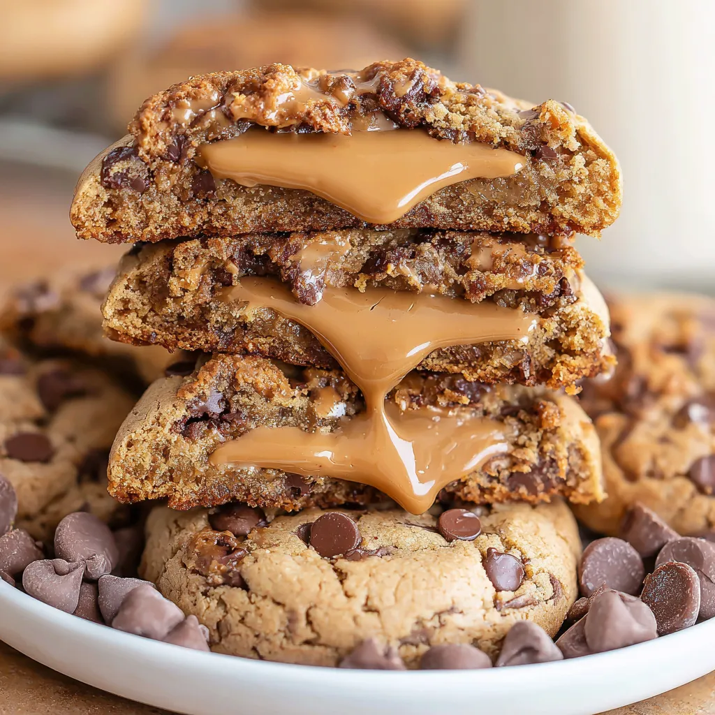 A stack of chocolate chip biscoff cookies.