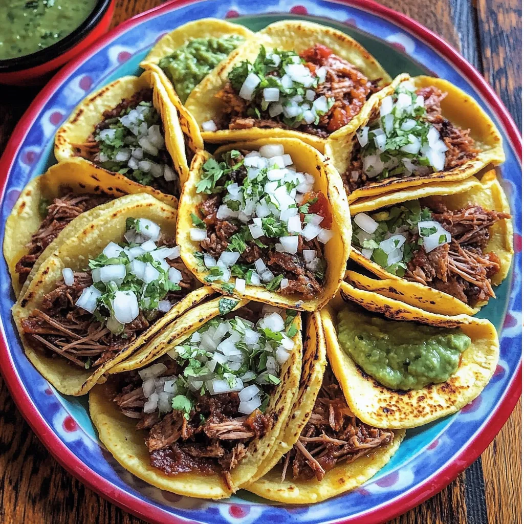 A plate of tacos with meat and onions.