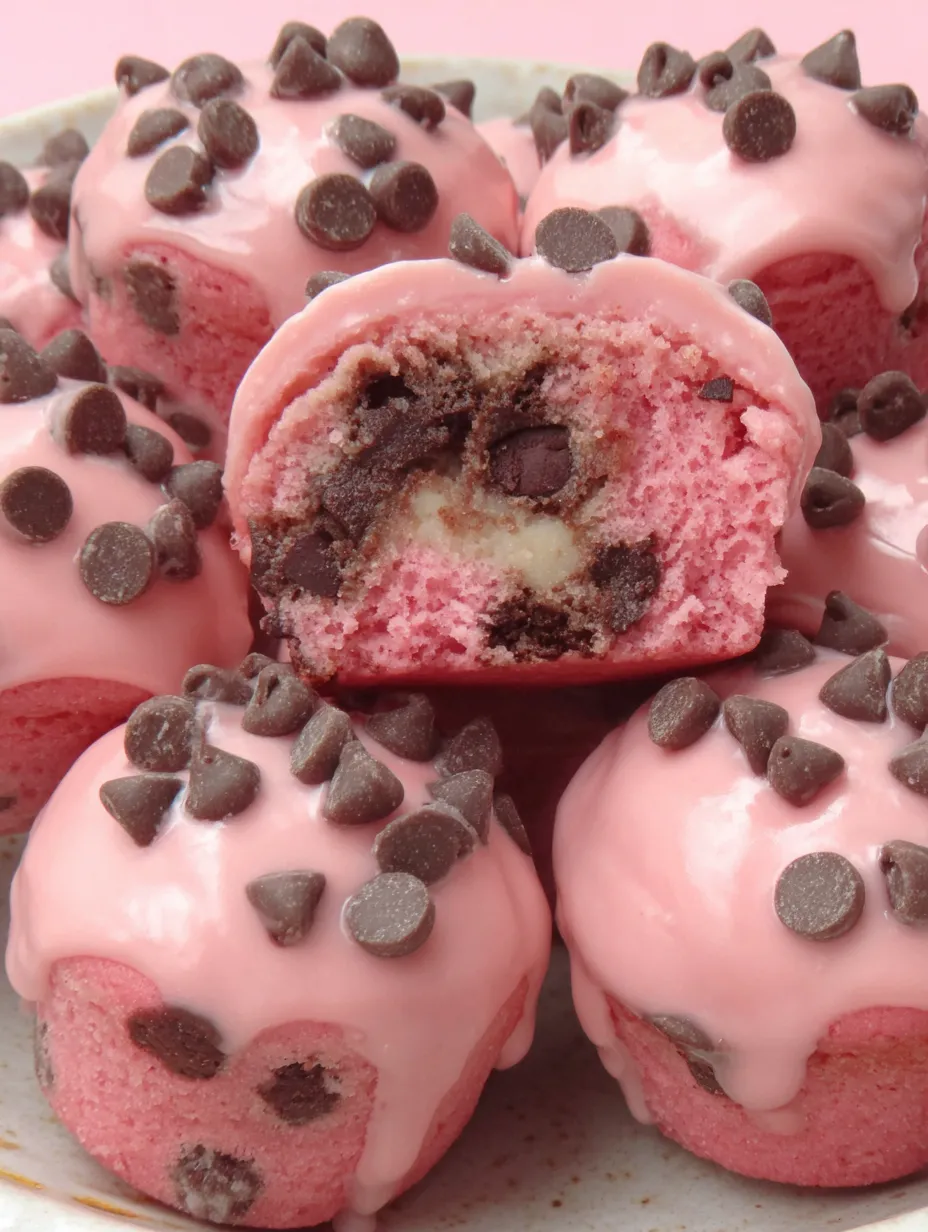 Pink Chocolate Chip Cookie Dough Brownie Bites.