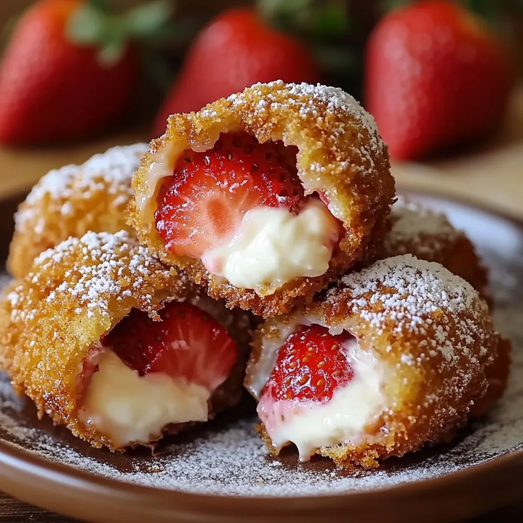 A plate of strawberry cream puffs.