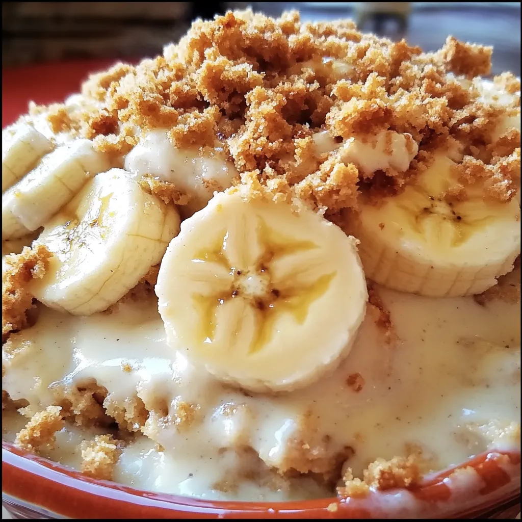 A bowl of banana slices and crumbs.