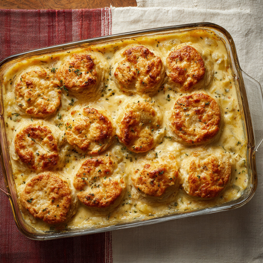 A dish of food with a red and white tablecloth.