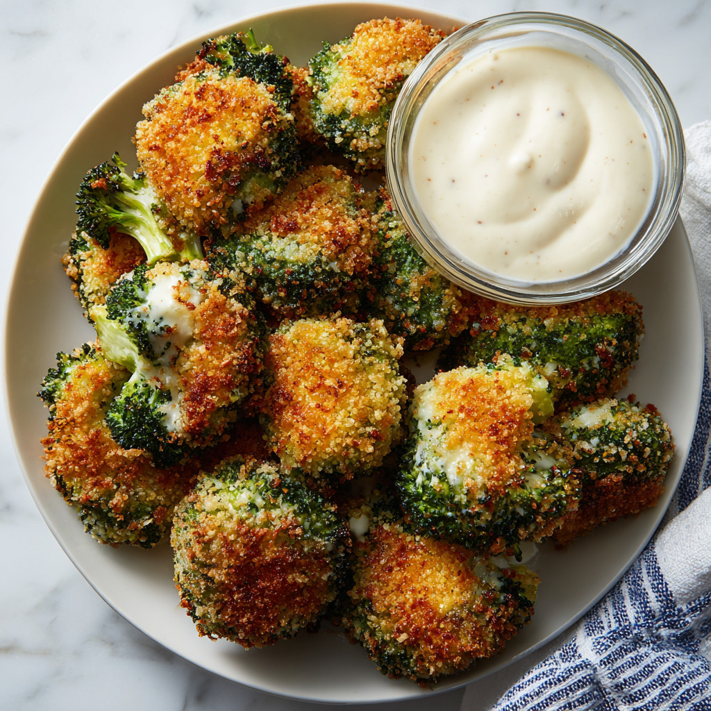 A plate of broccoli with a dipping sauce.