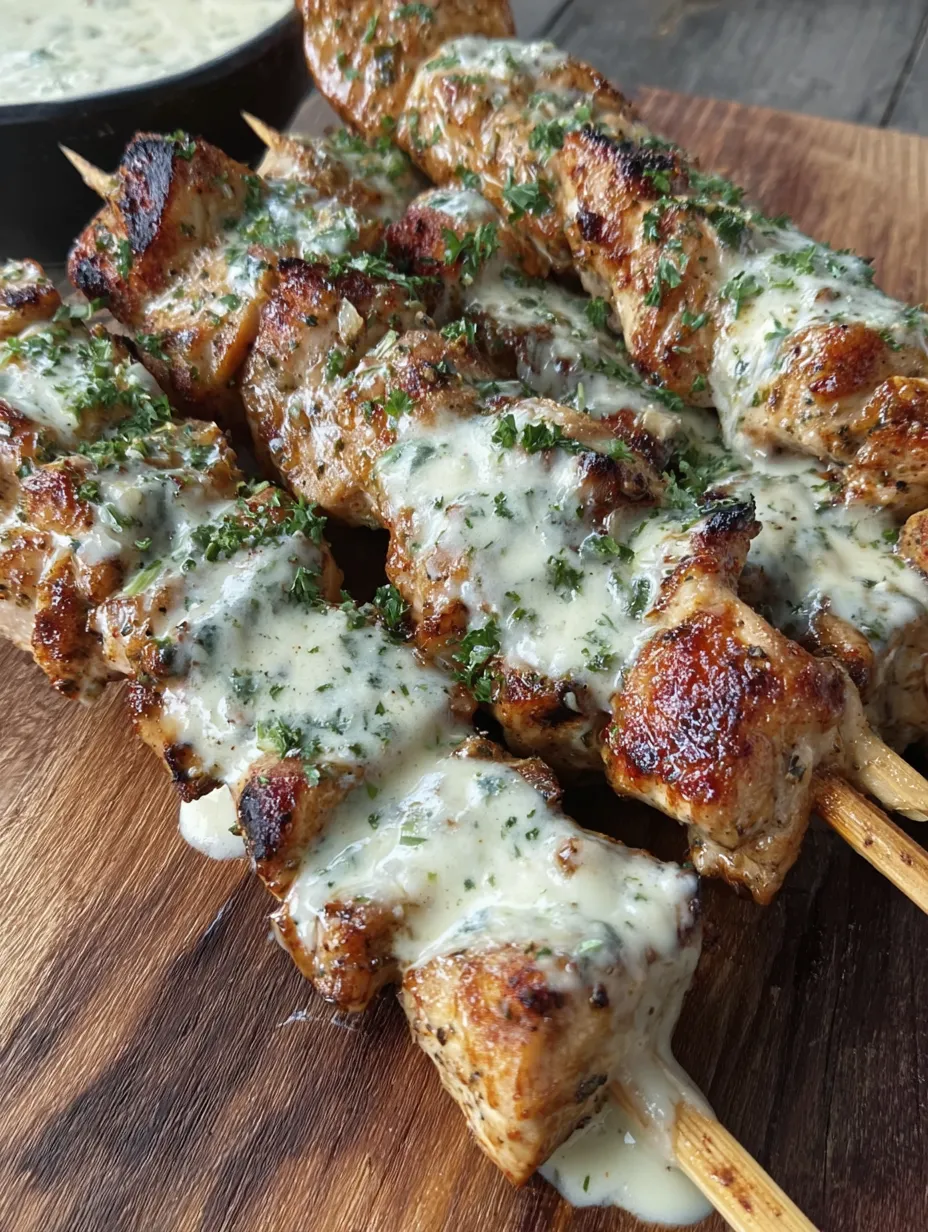 Garlic Parmesan Chicken Skewers.