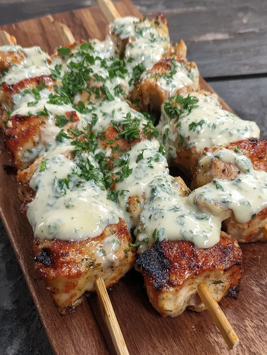 Garlic Parmesan Chicken Skewers.