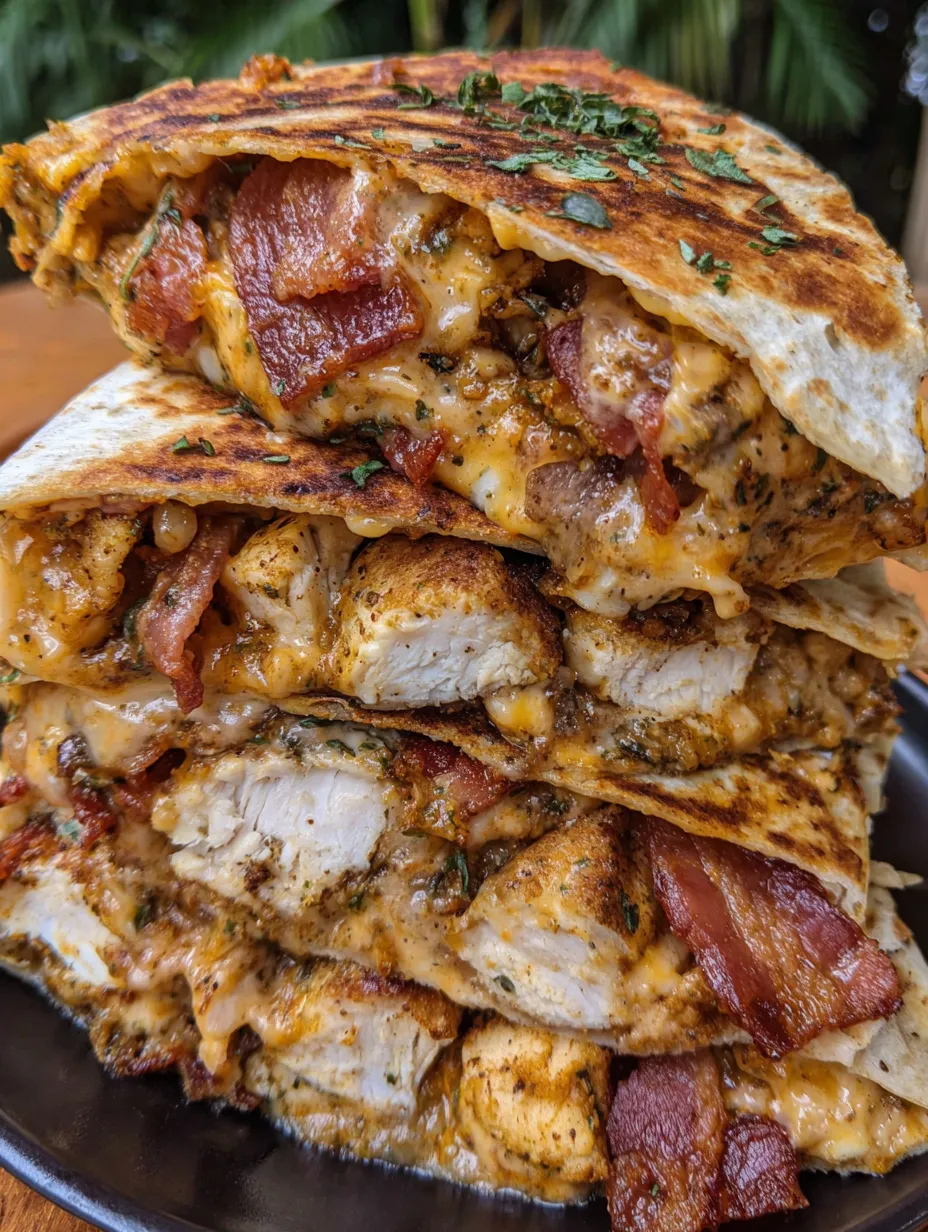 Bacon chicken chipotle ranch quesadillas.