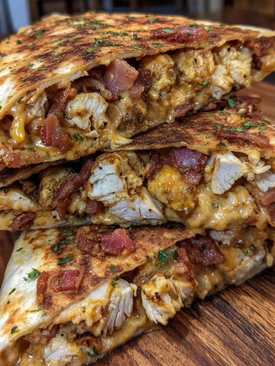 Bacon chicken chipotle ranch quesadillas.